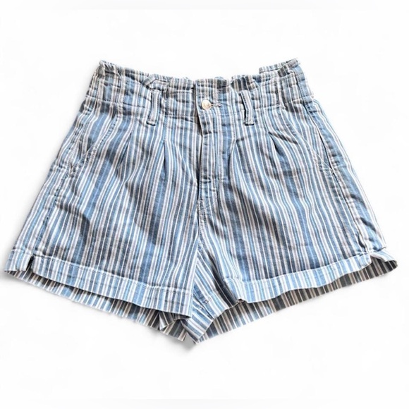 American Eagle Outfitters Pants - American Eagle Outfitters Blue and White Striped High Waist Shorts Stretch Sz 4